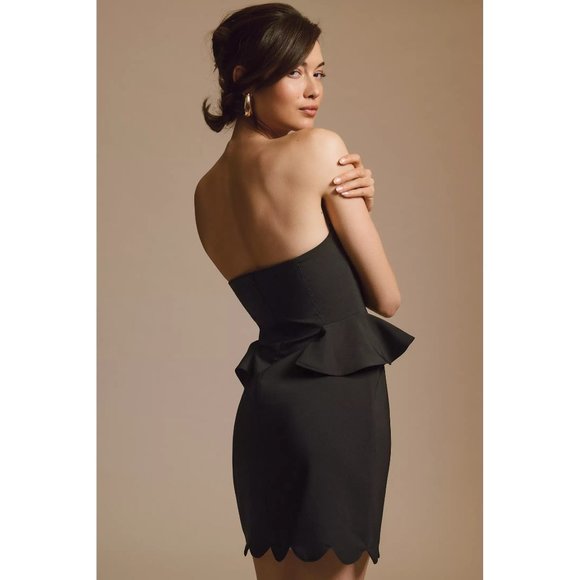 Anthropologie Eva Franco Strapless Peplum Mini Dress w/Scalloped Hem NWT size 8 - Picture 3 of 9